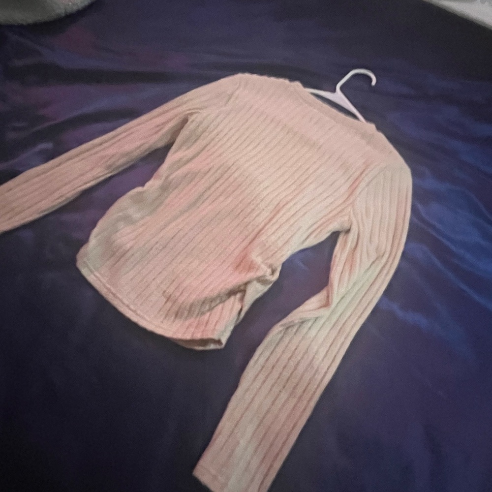 Cream Ribbed Women's Top - Picture 3 of 3